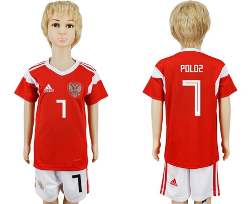 Russia #7 Poloz Home Kid Soccer Country Jersey - Click Image to Close